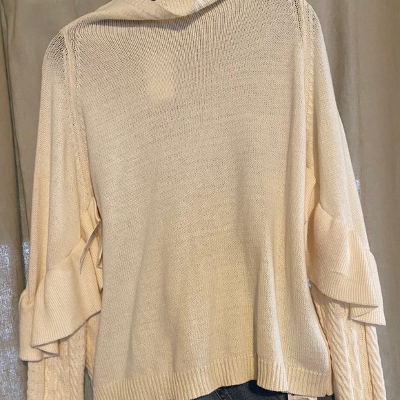 Project NAADAM Sweaters |Ivory Neck Ruffle Sweater - Picture 5 of 5